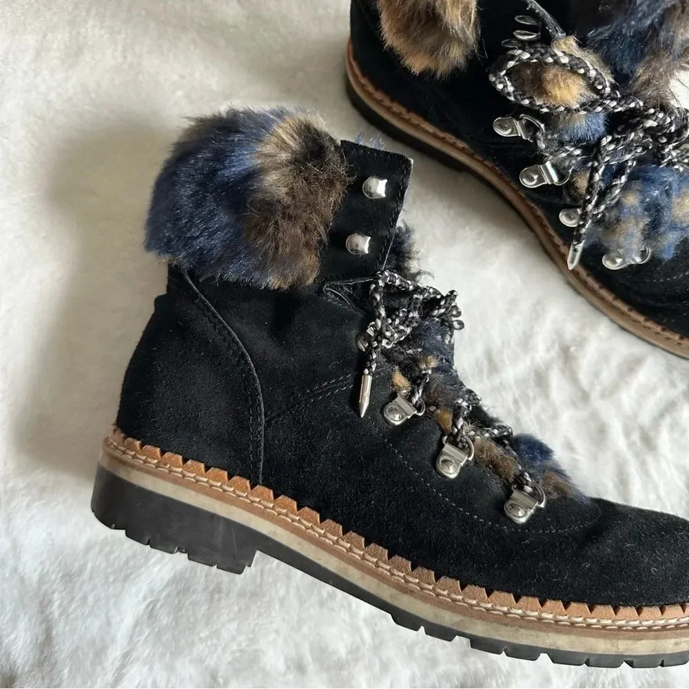 Sam Edelman Women’s Bronte Suede & Faux Fur Booties Size 7.5